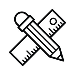 pencil and ruler icon for graphic and web design