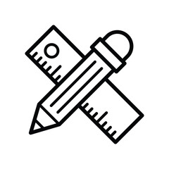 pencil and ruler icon for graphic and web design