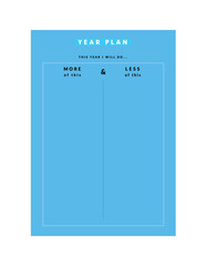 Year Planner. (Sky) Minimalist planner template set. Vector illustration.
