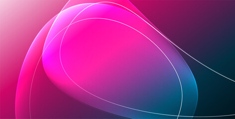 Colorful transparent flowing fluid shapes with glow effect geometric background. Wavy lines round forms. Vector illustration For Wallpaper, Banner, Background, Card, Book Illustration, landing page