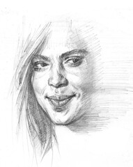 portrait of a person pencil drawing for card illustration decoration