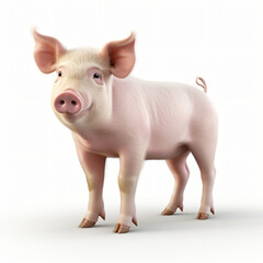 Fototapeta premium 3d render pig isolated white background generative AI