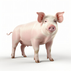 Fototapeta premium 3d render pig isolated white background generative AI