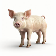 3d render pig isolated white background generative AI
