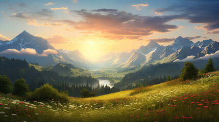 A breathtaking sunrise paints the rolling hills in a vibrant display of colors