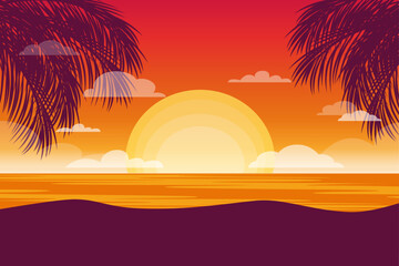 Fototapeta na wymiar summer beach sunset landscape background