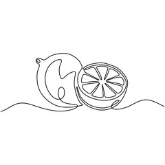 Lemon fruit in continuous one line drawing. Lime food healthy concept