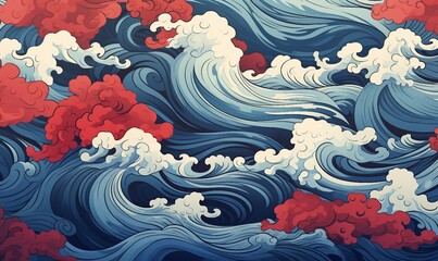 red and blue waves background