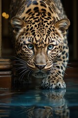 A leopard with mysterious, staring eyes
