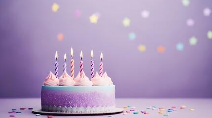 birthday cake with candles - obrazy, fototapety, plakaty