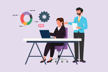Business management concept. Colored flat vector illustration isolated.