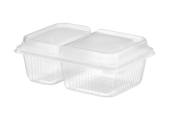 Plastic lunch box two compartment separated (with clipping path) isolated on white background