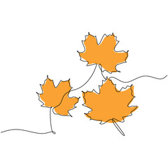 One line drawing of Maple leaves