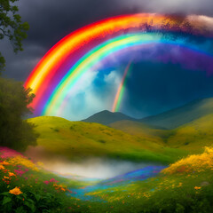 Obraz na płótnie Canvas rainbow over the river