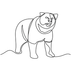 Bear in continuous one line art drawing. Animal wildlife