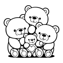cute bears cubs teddy bear valentines illustration sketch hand draw