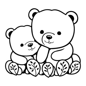 cute bears cubs teddy bear valentines illustration sketch hand draw