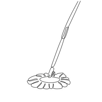 recommend clip art: Mop for cleaning floor. One continuous line drawing