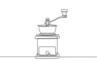 Coffee grinder continuous line art drawing. One single outline machine