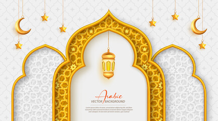 Ramadan Mubarak greeting background with Arabic pattern and arabesque decorations - 699922364