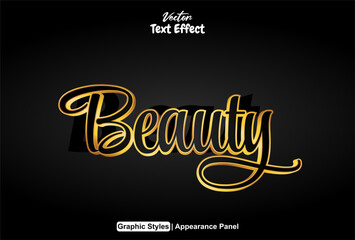 Fototapeta na wymiar Beauty text effect with gold graphic style and editable.