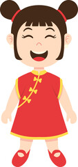 Obraz premium Little Chinese Girl Kids Smiling, Avatar Character Handdrawn