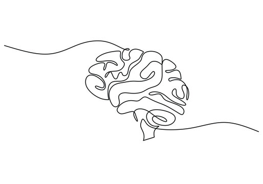 recommend clip art: Brain continuous one line drawing