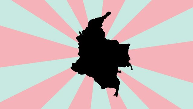 Animated video of the Colombia map icon with a rotating background