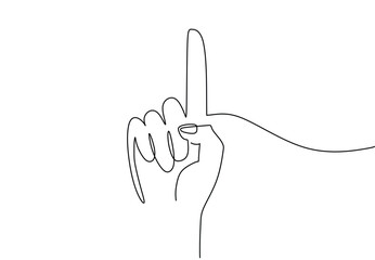 One line drawing hand pointing gesture. Finger instruction concept