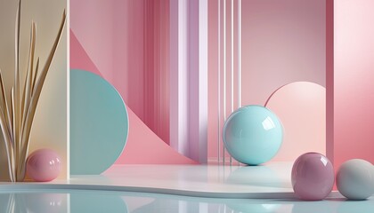 Backdrop with calm soft pastel colors and spheres