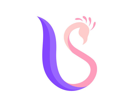 Abstract peacock in S letter shape logo
