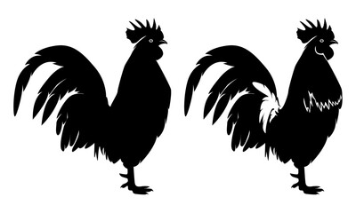 chicken, female chicken, chicks, Hen silhouette isolated on white background.chicken silhouette set.chicken family