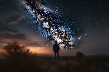 Artistic creation of the sky on digital media. Generative AI
