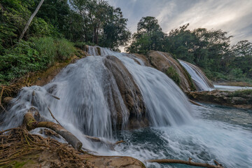 The Agua Azul waterfalls, a series of cascades of varying heights and widths, get their name from...