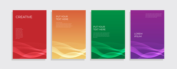 Modern minimalist colorful cover design template with wavy line - obrazy, fototapety, plakaty