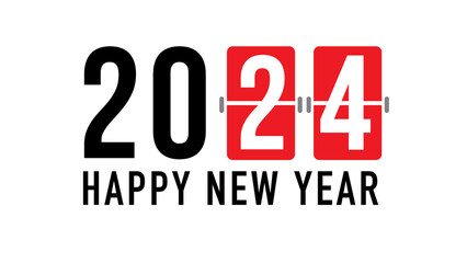 2024 Happy New Year vector greetings card with scoreboard number