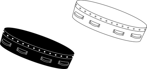 outline silhouette tambourine icon set