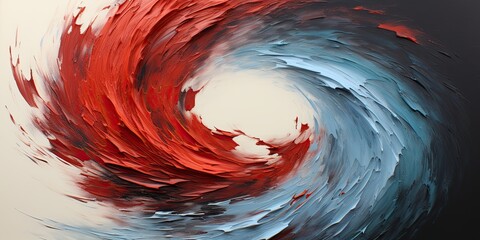Dynamic Red and White Abstract Swirl Painting with Brush Stroke Texture