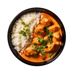 Butter Chicken , top view, transparent background, isolated image, generative AI