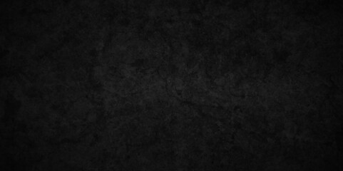 Dark black Blackboard and chalkboard rough grunge backdrop background. Panorama dark grey black slate background or texture. Vector black wall concrete texture. Stone wall background.
