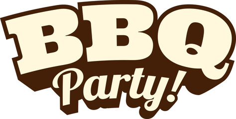 BBQ Party Word Lettering Typography