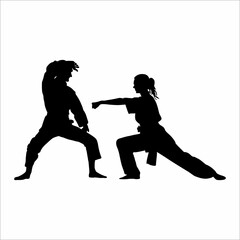 Fototapeta na wymiar Martial arts silhouette