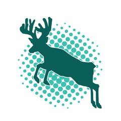 Silhouette of a wild deer forest animal with beautiful antlers. 