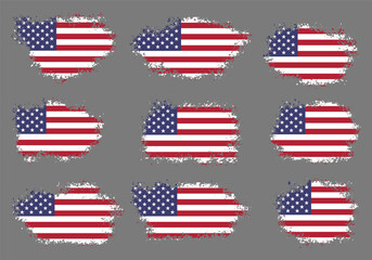 American Flag Silhouette, grunge USA flag set vector, grunge, flag, silhouette, independence, July, 4th of July, 4th July, flag silhouette
