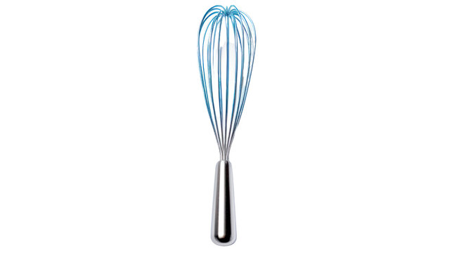 Close up of Silver whisk isolated on transparent and white background.PNG image.