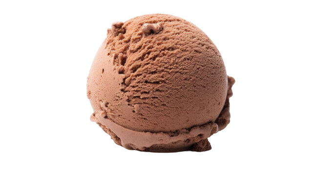 Chocolate ice cream ball isolated on transparent and white background.PNG image.
