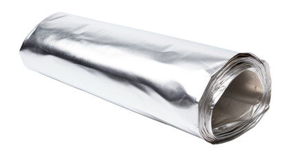 aluminum foil wrap isolated on transparent and white background.PNG image.