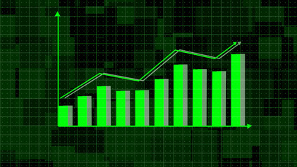 Business growth concept in allusive graph chart show success graph on background.