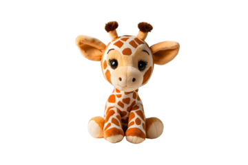 cute giraffe plush toy isolated on a white background