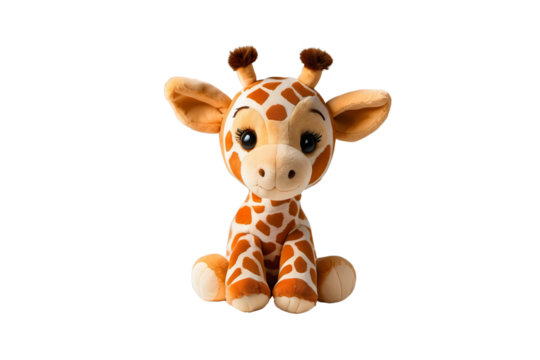 cute giraffe plush toy isolated on a white background